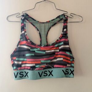 VSX Striped Racerback Sports Bra - Teal Multicolor